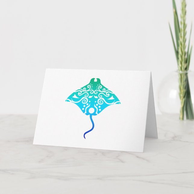 Maori Stingray Batoidea Tribal Tattoo Gift Idea Card (Front)
