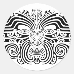 Maori Tattoo - Black and White Classic Round Sticker