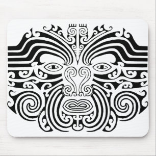 Maori Tattoo - Black and White Mouse Mat
