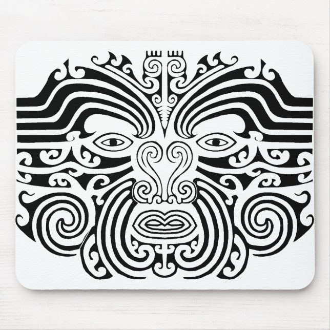 Maori Tattoo - Black and White Mouse Mat (Front)