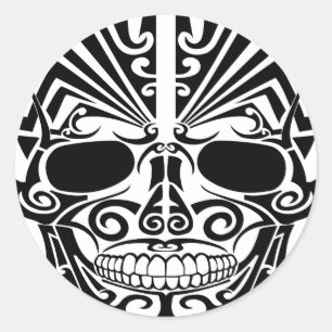 Maori Tattoo Mask Skull Classic Round Sticker