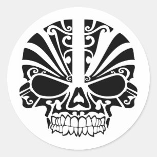 Maori Tattoo Mask Skull Classic Round Sticker