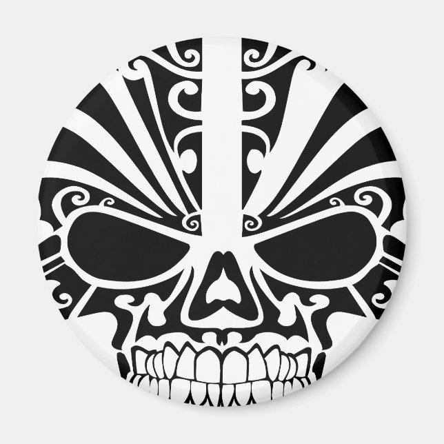 Maori Tattoo Mask Skull Magnet (Front)
