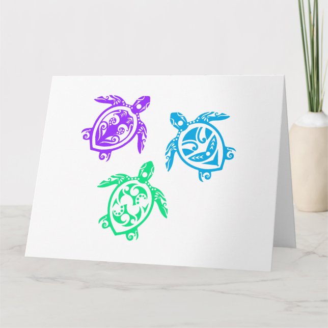 Maori Three Turtles Group Tattoo Gift Idea Card (Front)