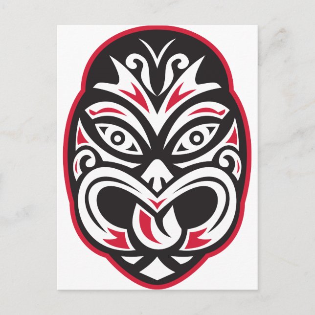 maori tiki moko tattoo mask postcard (Front)