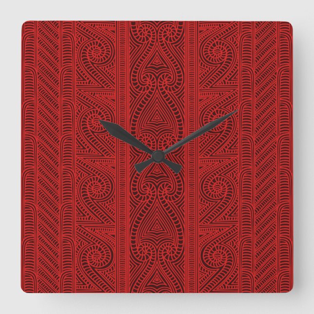 Maori tribal pattern – The Whakairo art of carving Square Wall Clock (Front)