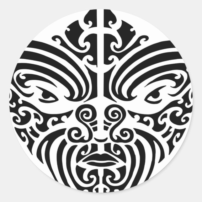 Maori Tribal Tattoo Mask Classic Round Sticker (Front)