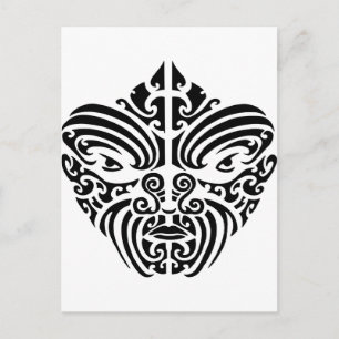 Maori Tribal Tattoo Mask Postcard