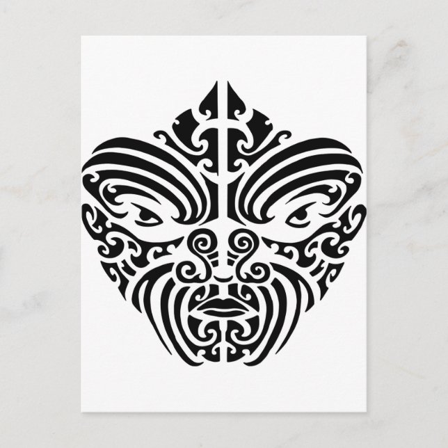 Maori Tribal Tattoo Mask Postcard (Front)