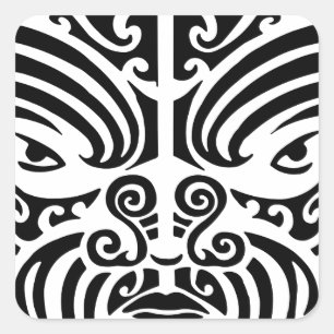 Maori Tribal Tattoo Mask Square Sticker