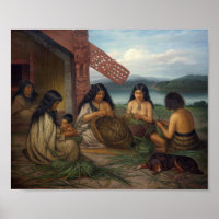Maoris Plaiting Flax Baskets, by G. Lindauer