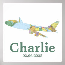 Map Airplane Nursery Decor Personalized