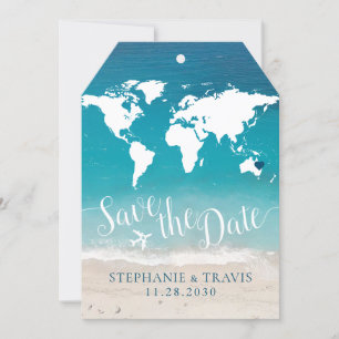 Map and Beach Destination Wedding Luggage Tag