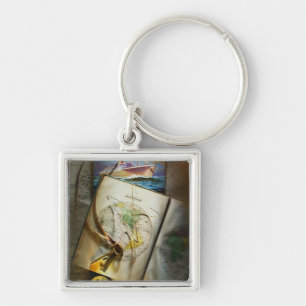 Map And Compass Key Ring
