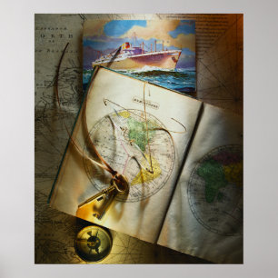 Map And Compass Poster