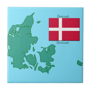 Map and Flag of Denmark Tile