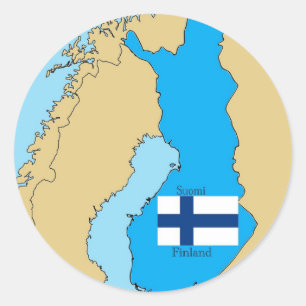 Map and Flag of Finland Classic Round Sticker
