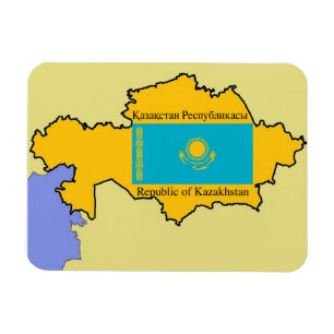 Map and Flag of Kazakhstan Magnet