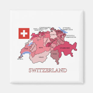 Map and Flag of Switzerland Magnet