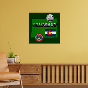 Map and Picture Text of Colorado Poster