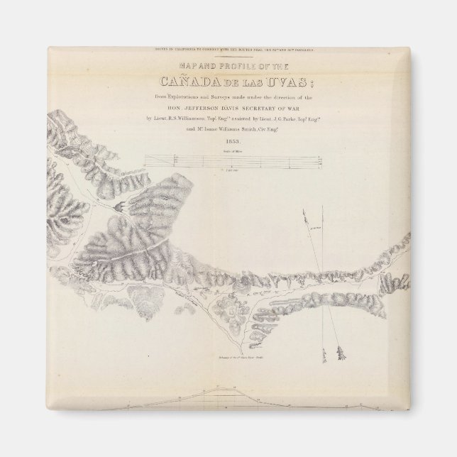 Map and Profile of Canada de las Uvas Magnet (Front)
