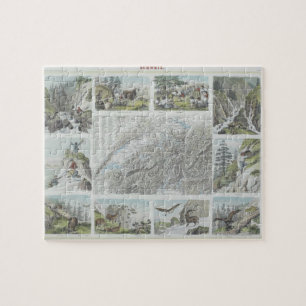 Map and Vignettes of Swiss Alps Jigsaw Puzzle