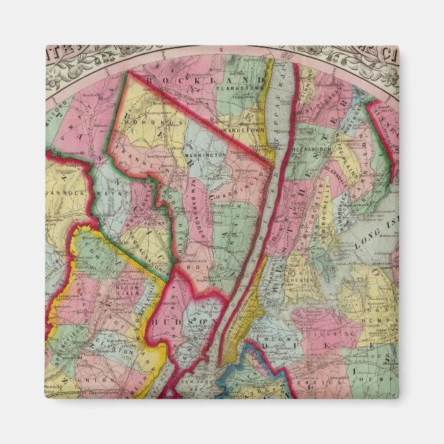 Map Around The City Of New York Magnet (Front)