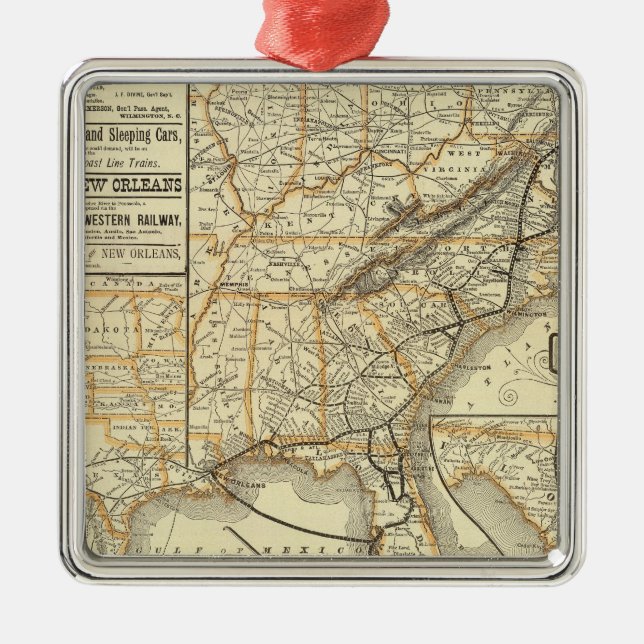 Map Atlantic Coast Line Metal Tree Decoration (Front)