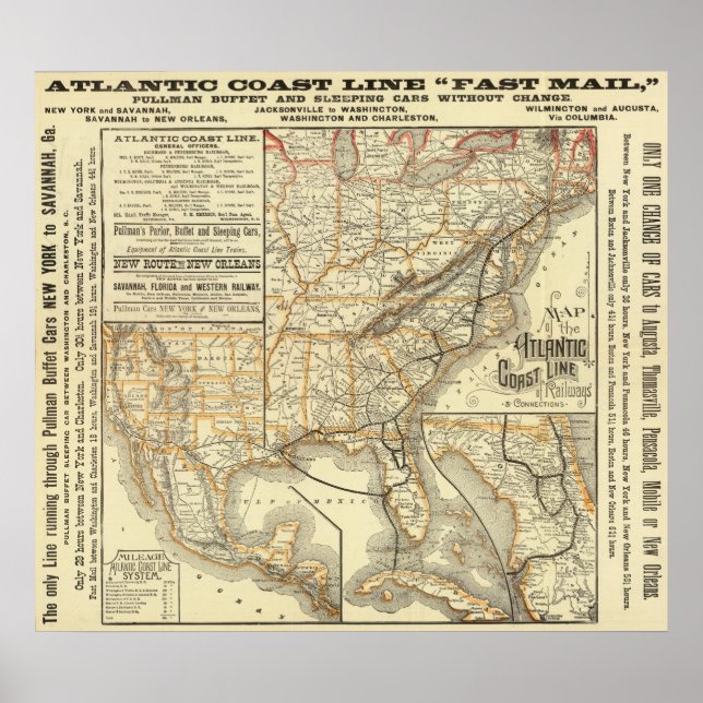 Map Atlantic Coast Line Poster (Front)