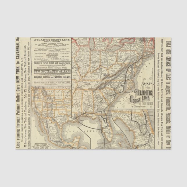 Map Atlantic Coast Line Tissue Paper (Front)