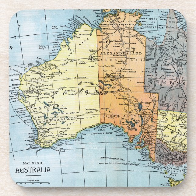 MAP: AUSTRALIA, c1890 Coaster (Front)