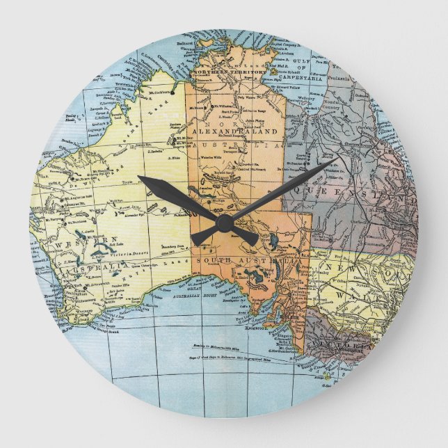 MAP: AUSTRALIA, c1890 Large Clock (Front)