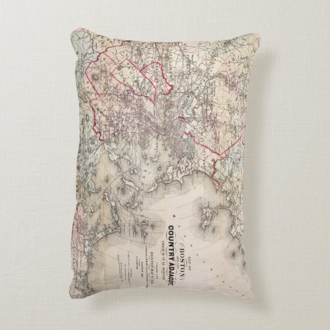 Map: Boston, 1883 Decorative Cushion (Back(Vertical))
