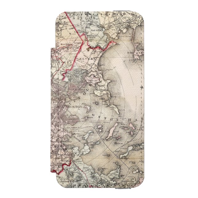 Map: Boston, 1883 Incipio iPhone Wallet Case (Folio Front)