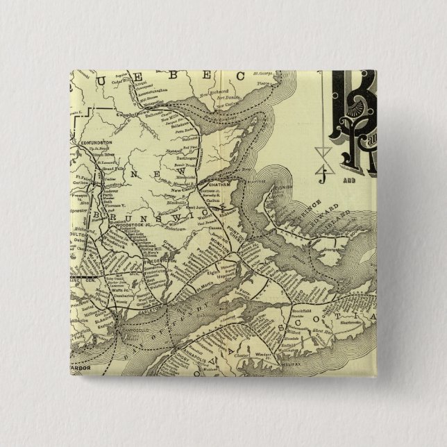 Map Boston and Maine Railroad 2 15 Cm Square Badge (Front)