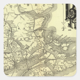 Map Boston and Maine Railroad 2 Square Sticker