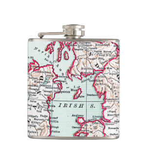 MAP: BRITISH ISLES, c1890 Hip Flask