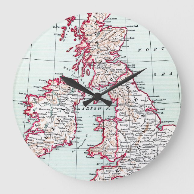 MAP: BRITISH ISLES, c1890 Large Clock (Front)