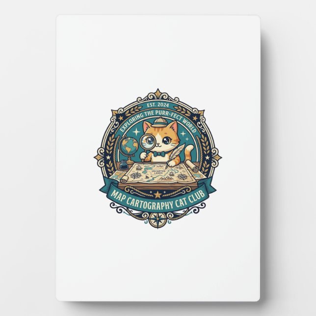 Map Cartography Cat Funny Cat Lover Design - Map C Plaque (Front)