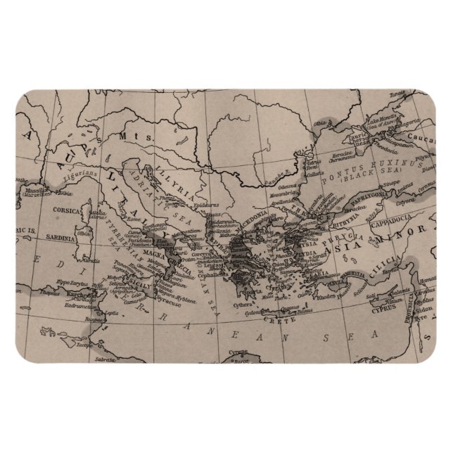 Map, Cartography, Geography, Mediterranean Sea Magnet (Horizontal)