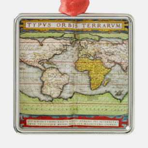 Map charting Sir Francis Drake's Metal Tree Decoration