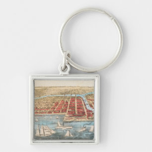 MAP: CHICAGO, c1857 Key Ring