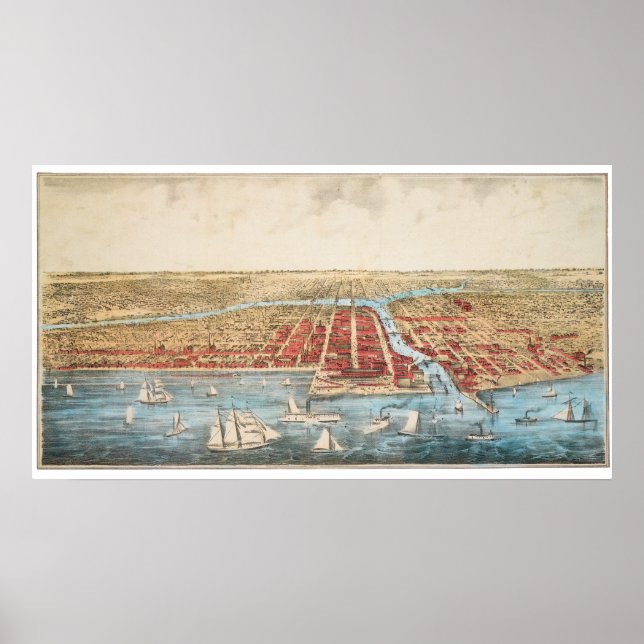 MAP: CHICAGO, c1857 Poster (Front)