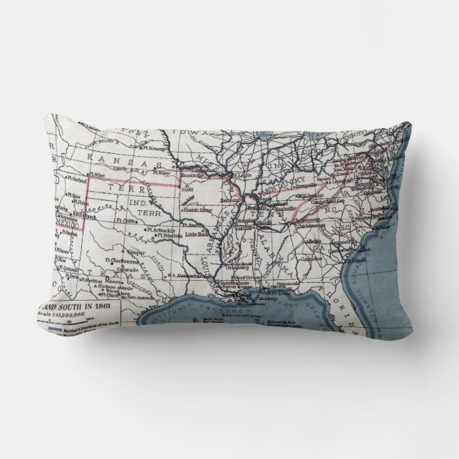 MAP: CIVIL WAR, 1861 LUMBAR CUSHION (Front)