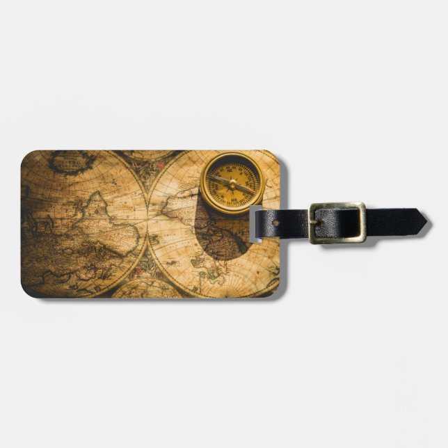 Map & Compass Luggage Tag (Front Horizontal)