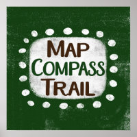 Map Compass Trail Poster Wall Art