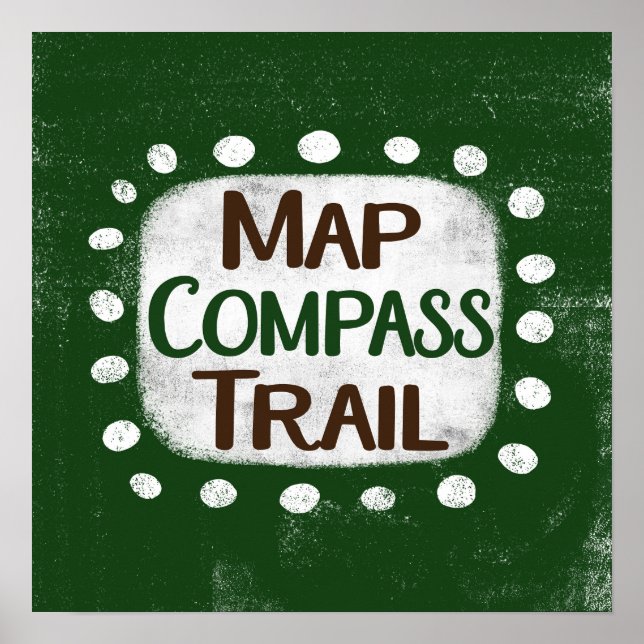 Map Compass Trail Poster Wall Art (Front)