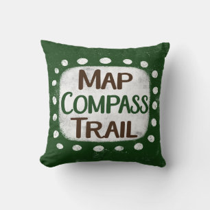 Map Compass Trail Throw Pillow