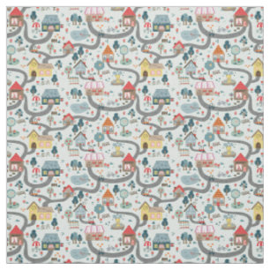 Map Cotton Fabric Kids Play