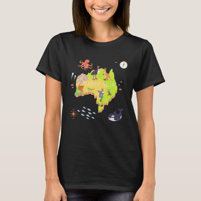 Map  Down Under Vacation Aussie Tee (Front)